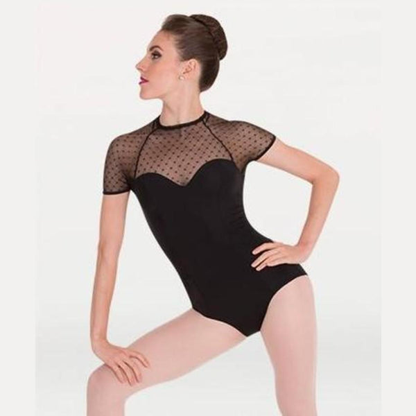 Diamond Mesh Cap Sleeve Leotard